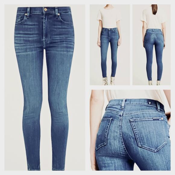 J1017 GUC $178 7FAM High Rise Skinny Ankle size 29 - Picture 1 of 9
